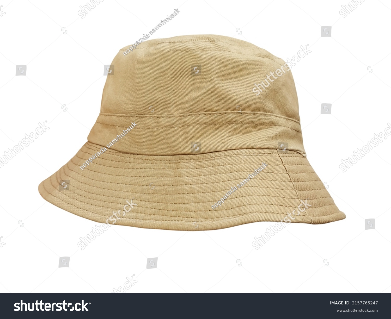 brown bucket hat isolated on white #2157765247