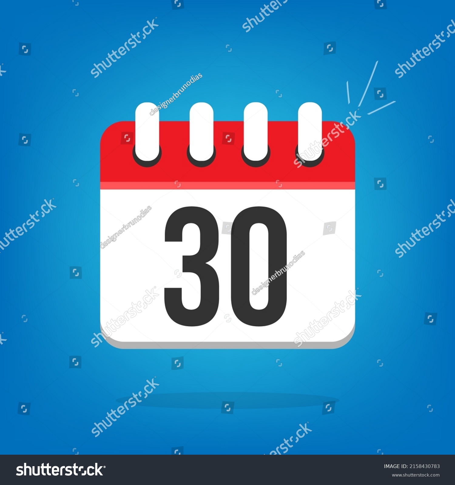 Day 30, thirty. Vector calendar, cartoon Royalty Free Stock Vector