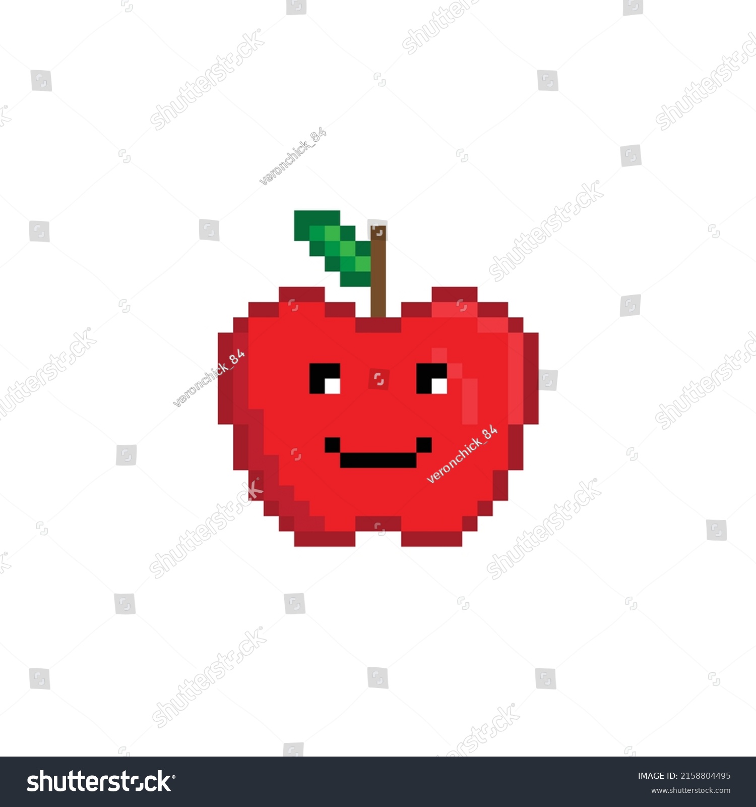 Pixel Apple Icon Vector Pixel Art Apple 8 Bit Royalty Free Stock Vector 2158804495 9564