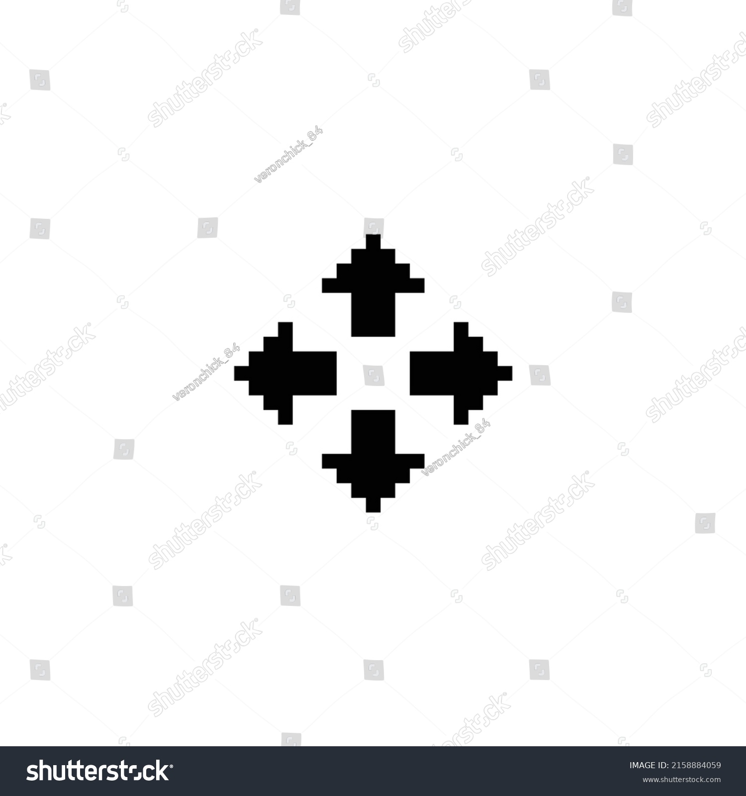 pixel Four arrows pointing from the center icon. - Royalty Free Stock ...