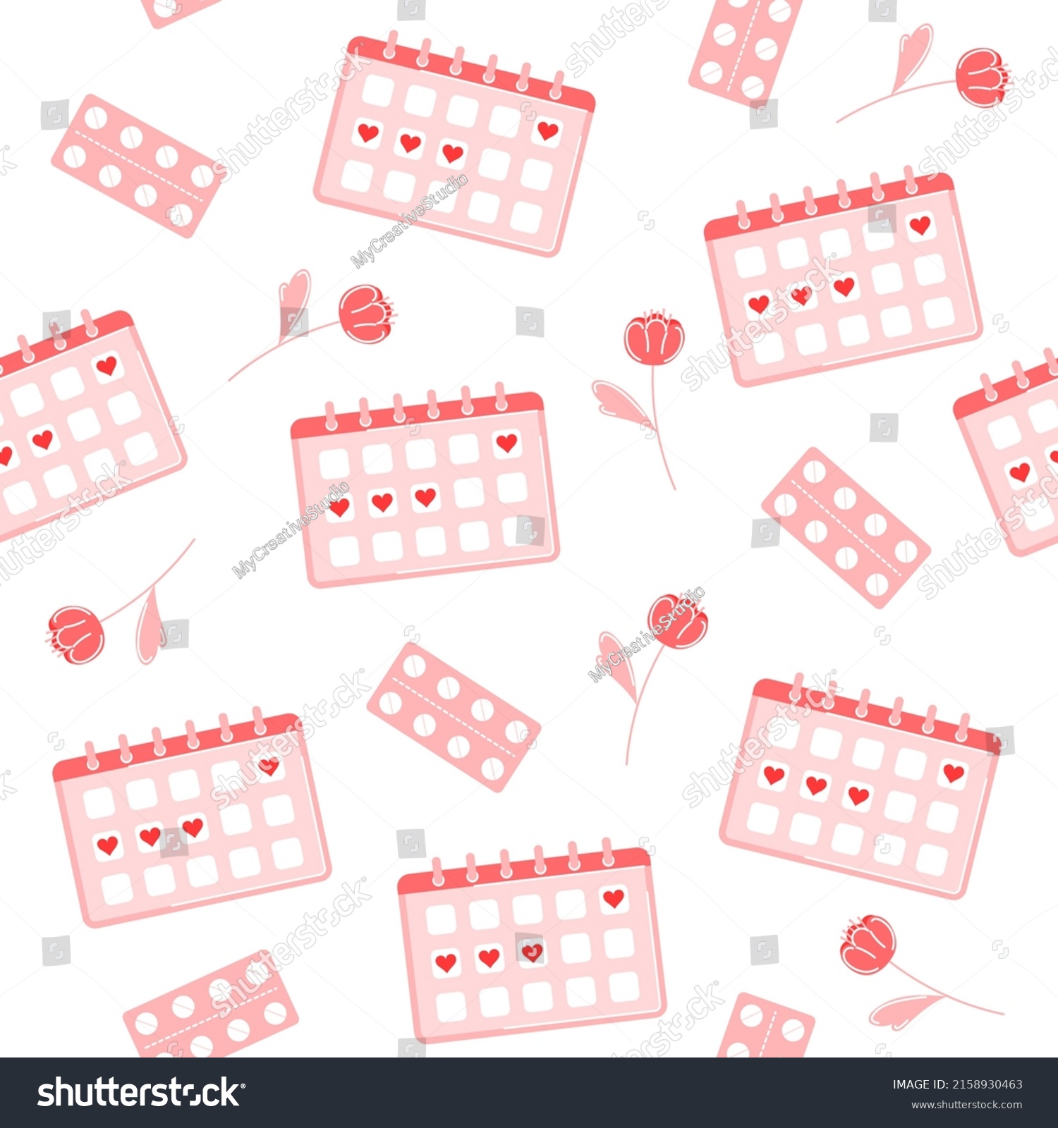 Menstrual Period Concept Seamless Pattern With Royalty Free Stock Vector 2158930463 1893