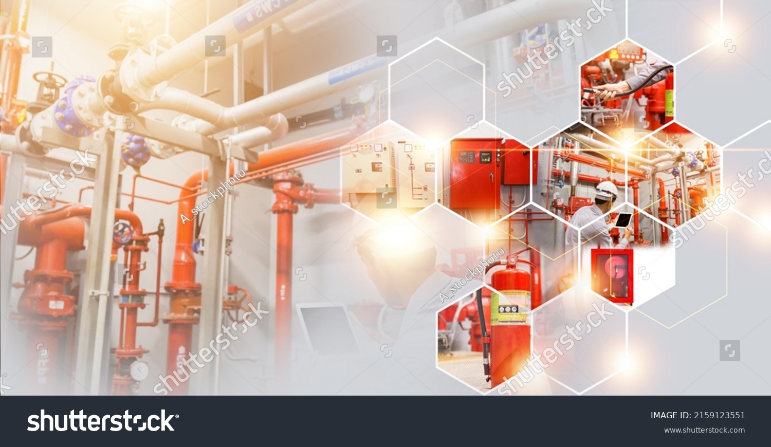 fire extinguishing system service concept , industrial fire control system, fire Alarm controller, fire notifier. #2159123551