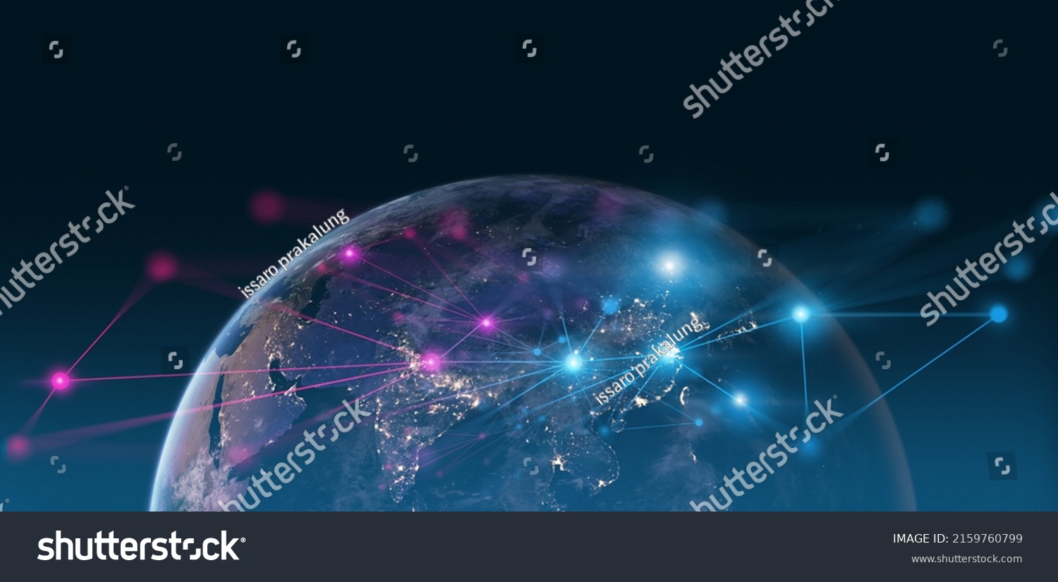 earth and network of internet satellite for telecom,globe data cloud storage of 5g, global networking of social data communication ,Elements of this image furnished by NASA #2159760799