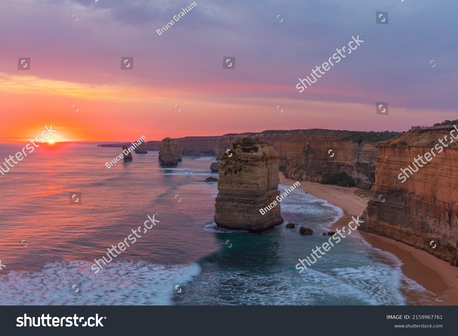 Beautiful sunset over The Twelve Apostles. Port Campbell National Park. Great Ocean Road, Victoria, Australia. #2159967761