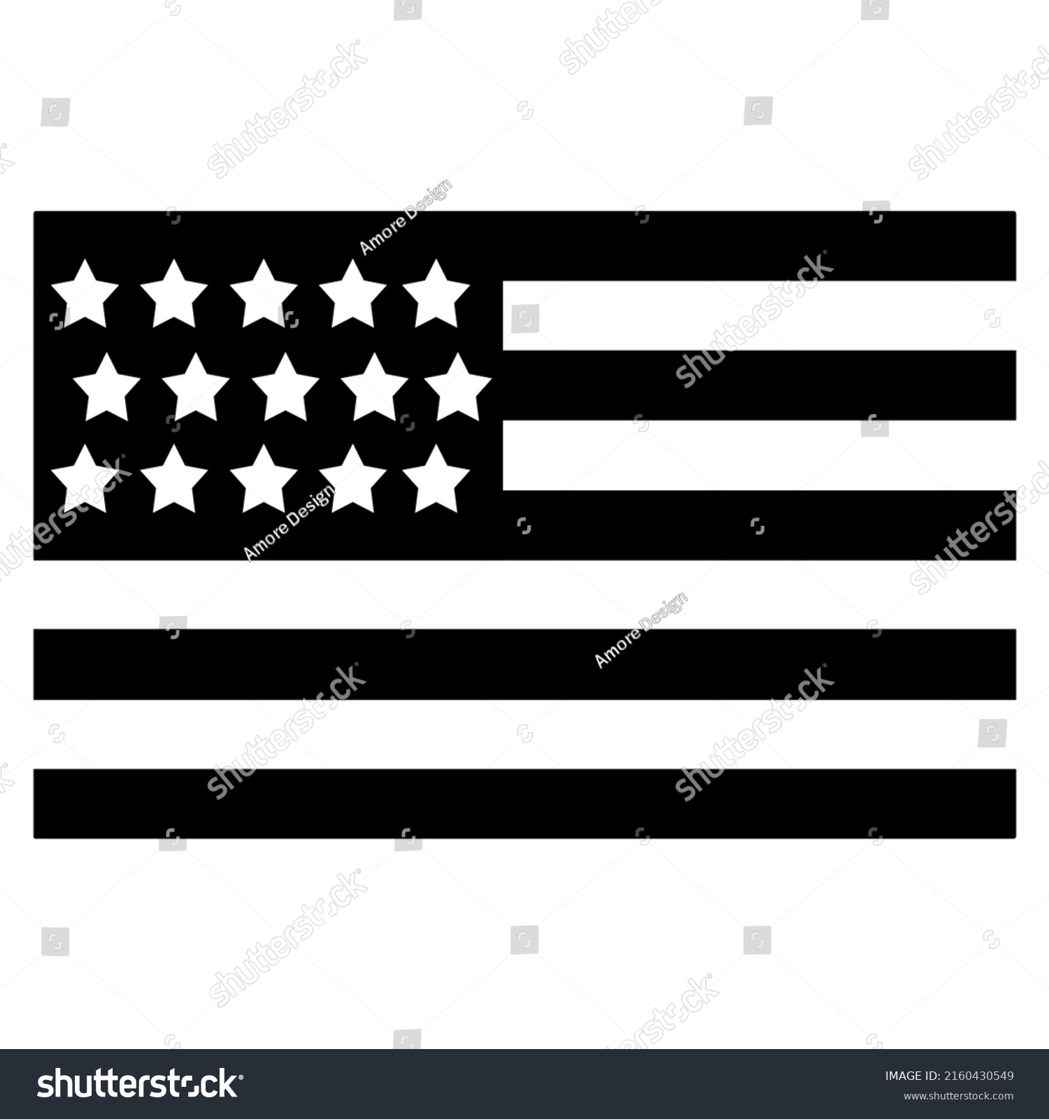 USA FLAG Black and White Design AI EPS FILES - Royalty Free Stock ...