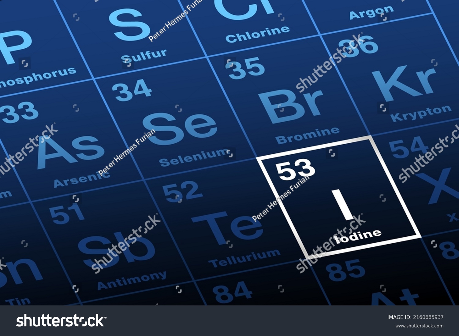 Iodine on the periodic table of the elements. - Royalty Free Stock ...