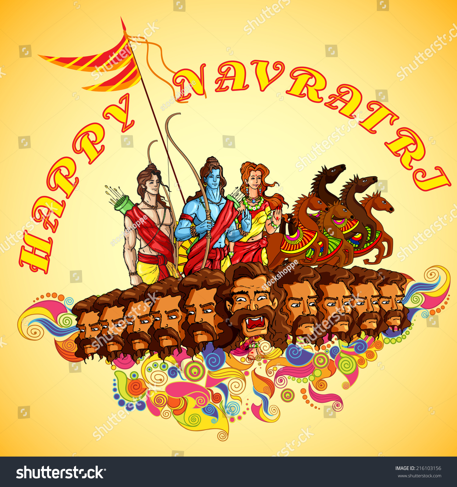 vector illustration of Lord Rama,Laxmana and - Royalty Free Stock ...