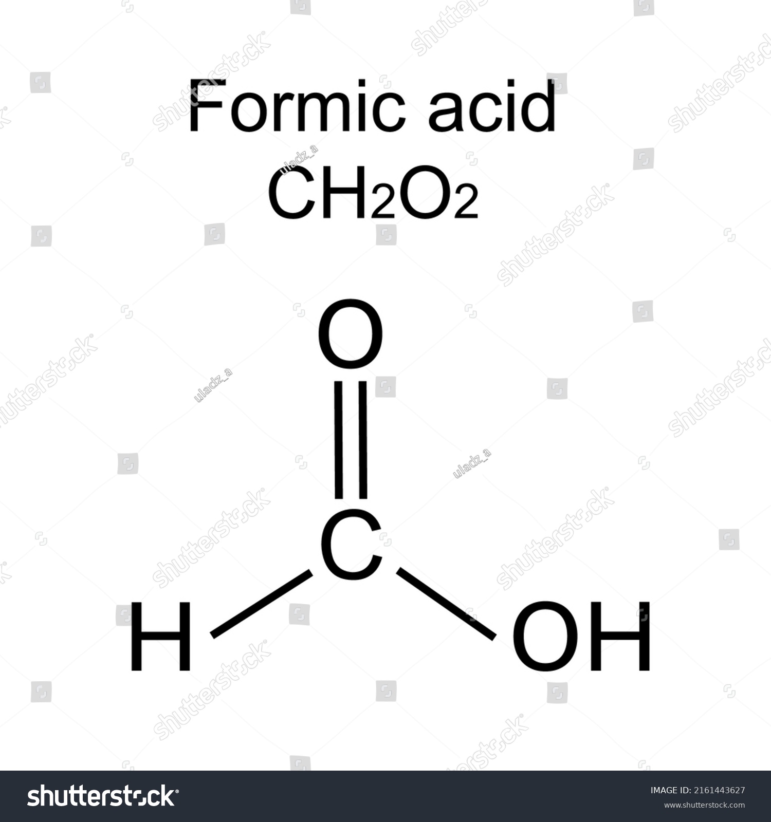 Chemical Structural Formula Of Formic Acid Royalty Free Stock Vector 2161443627