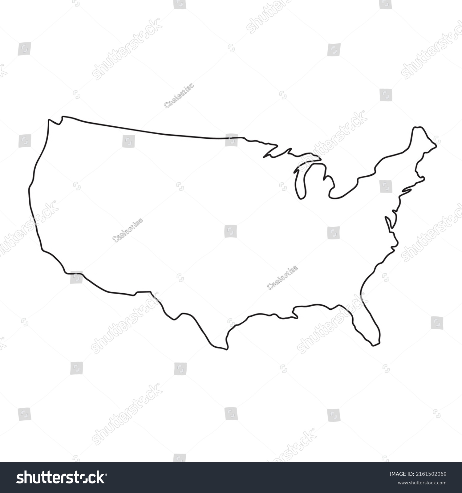 Map of USA - simple hand drawn sketch style - Royalty Free Stock Vector ...