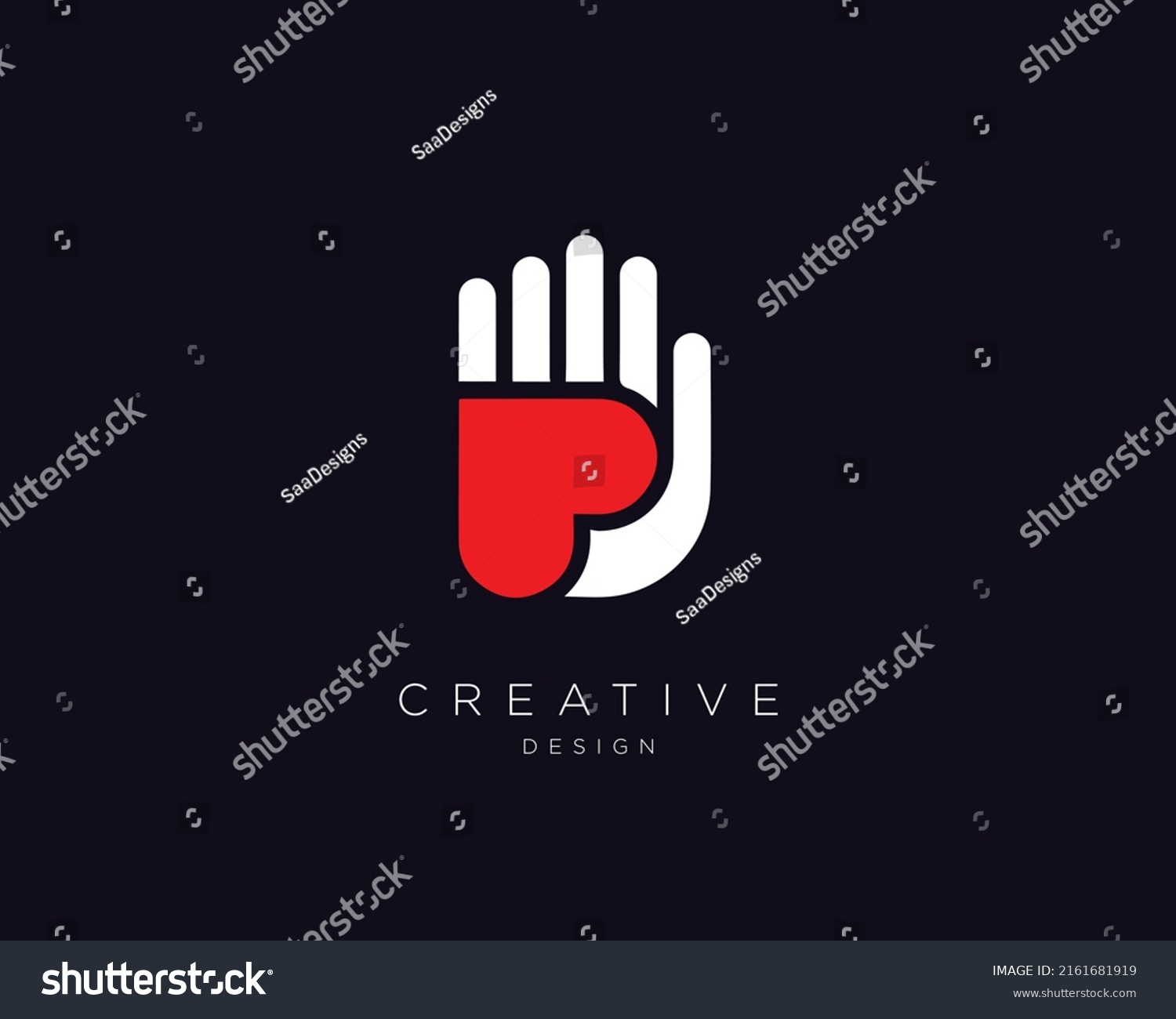 A Heart Incorporated into a Hand Vector Template, Heart Hand Logo Design #2161681919