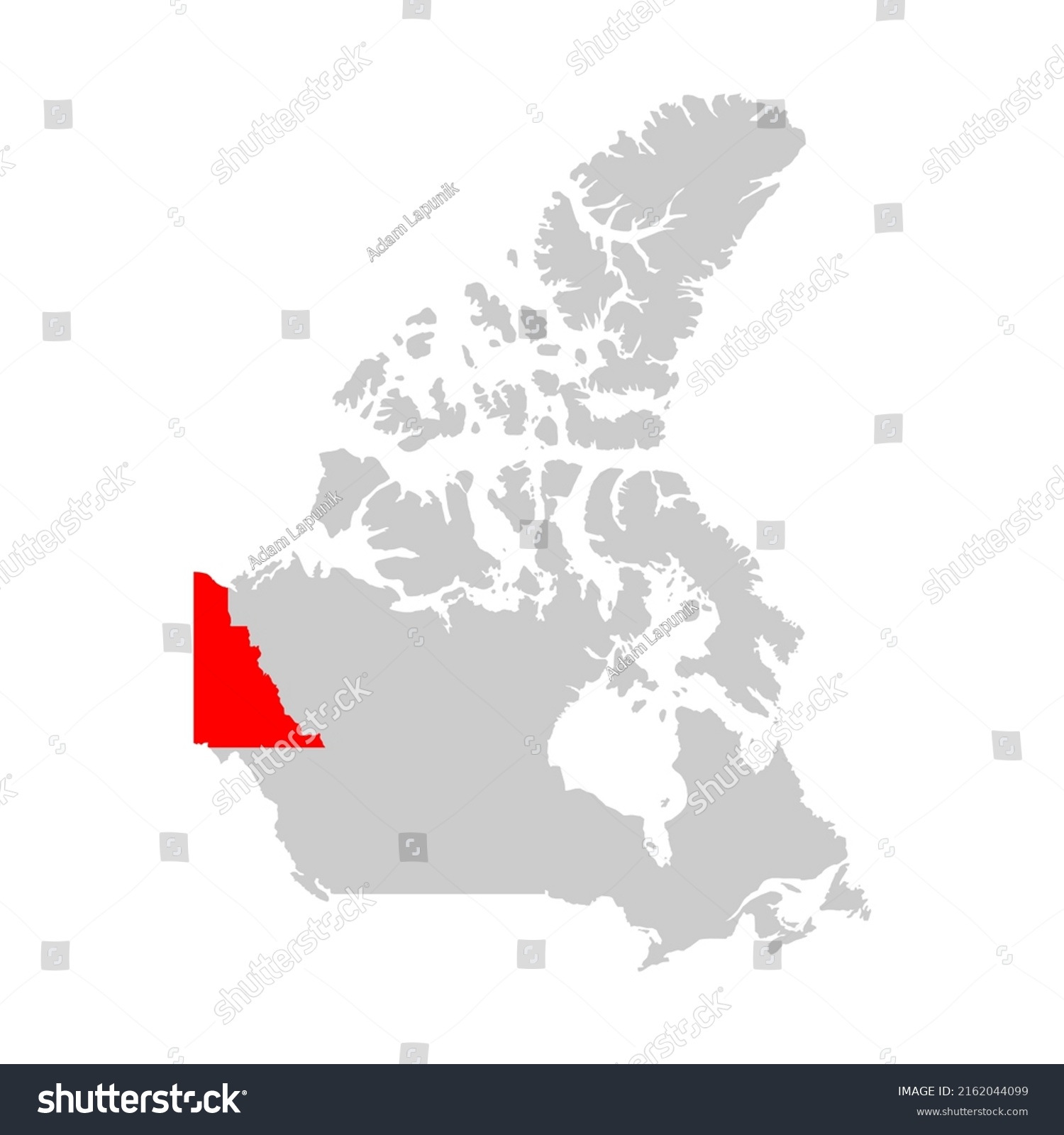 Yukon territory highlighted on the map of Canada - Royalty Free Stock ...