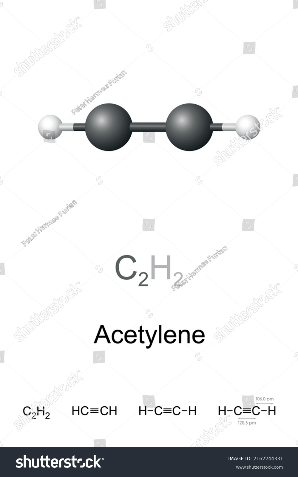 Acetylene, ethyne, ball-and-stick model, - Royalty Free Stock Vector ...