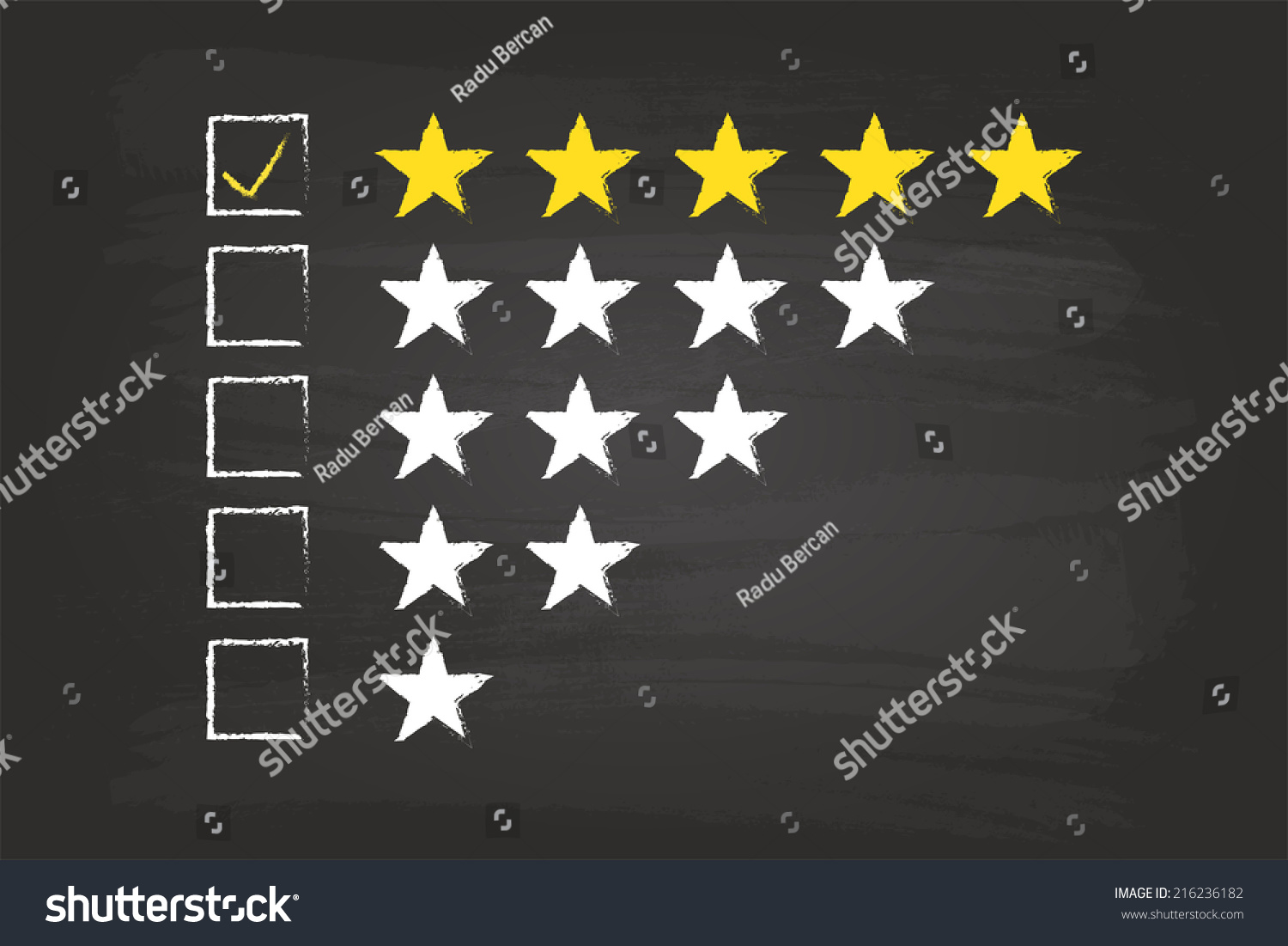 Five Star Checklist Rating On Blackboard Royalty Free Stock Vector