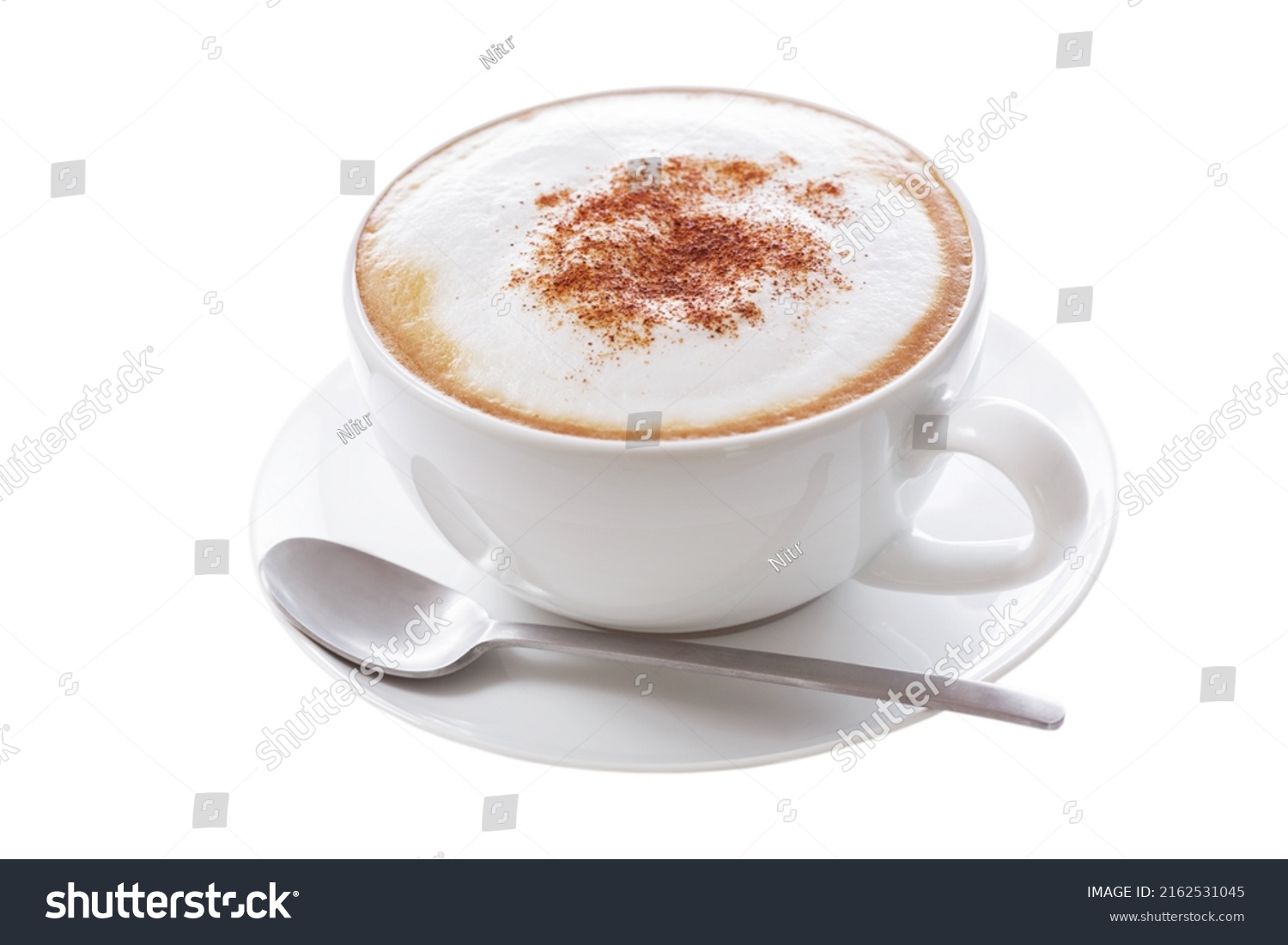 Cup of cappuccino coffee isolated on white background #2162531045