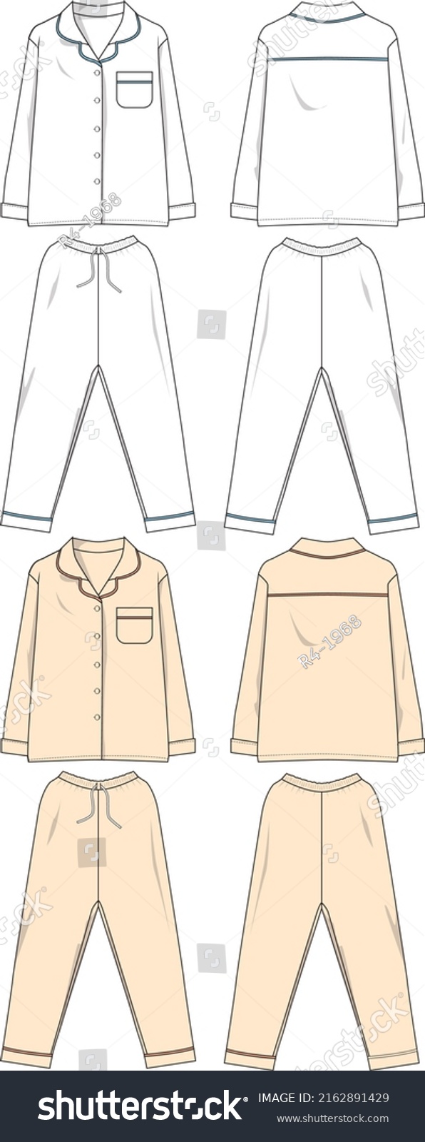 vector template for designing pajamas, trousers, - Royalty Free Stock ...