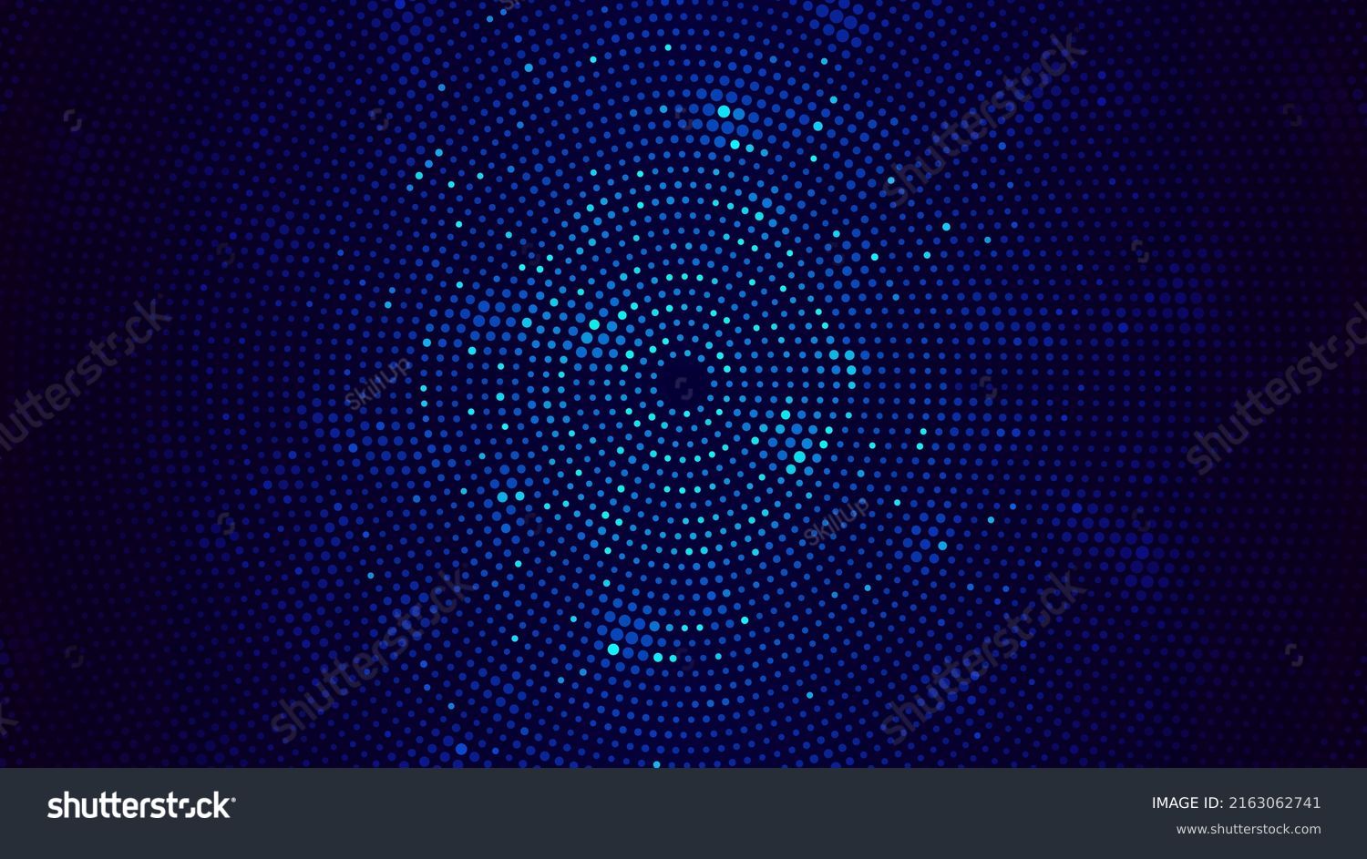 Abstract Digital Circles of Particles with Noise. Futuristic Circular Sound Wave. Big Data Visualization. 3D Virtual Space VR Cyberspace. Crypto Currency Concept. Vector Illustration. #2163062741