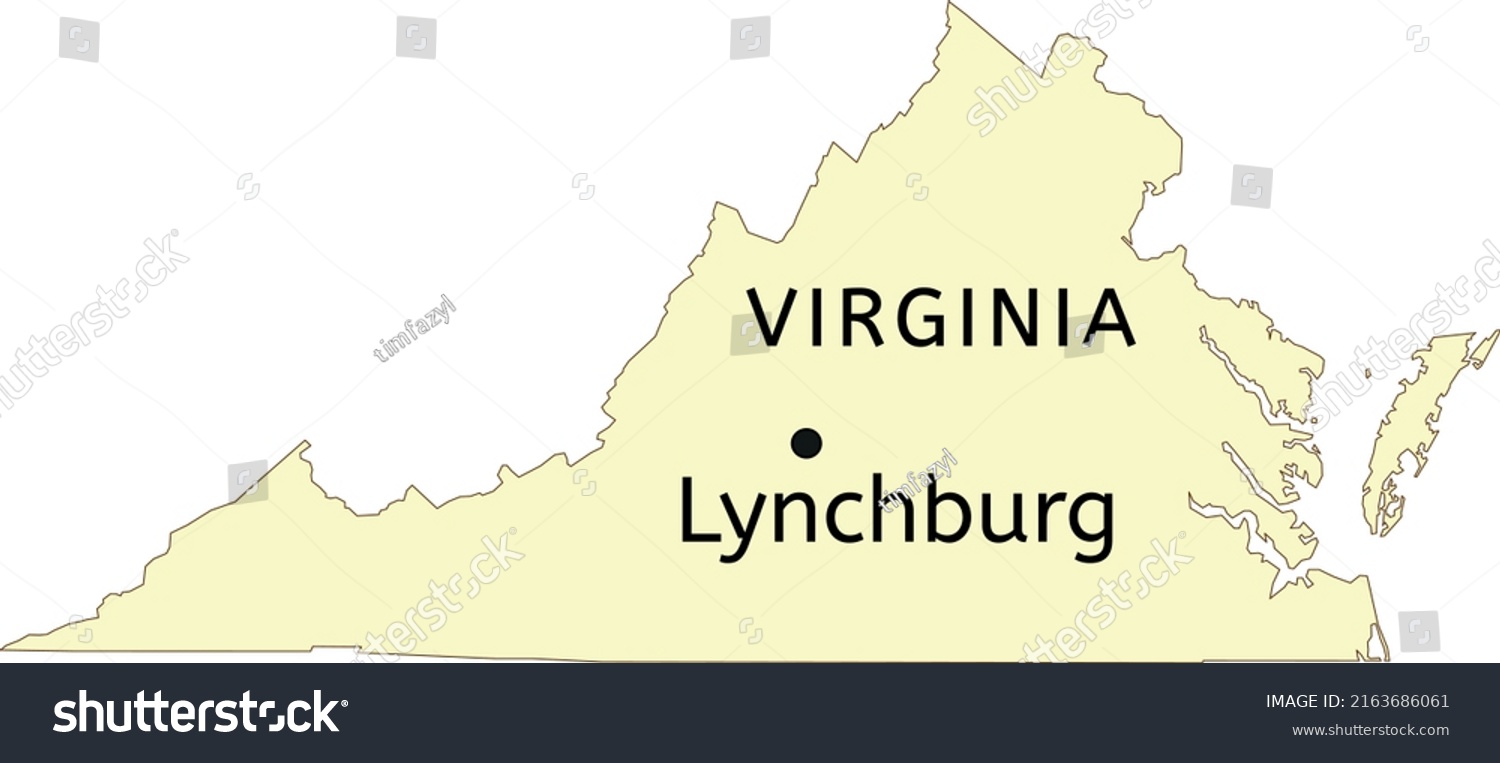 Lynchburg City Location On Virginia Map - Royalty Free Stock Vector 