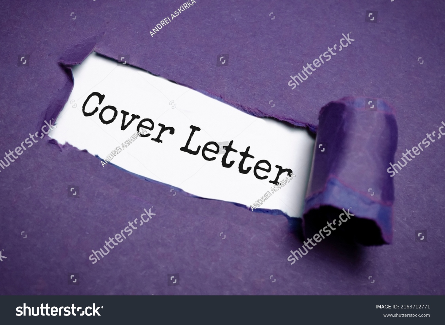 Cover letter text concept on torn paper #2163712771