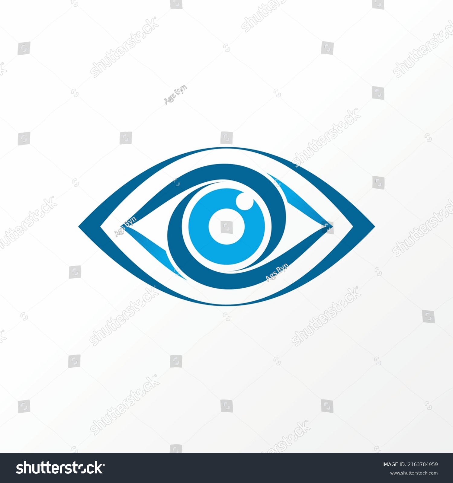 Very unique but simple flip or backword line art out eye on ellipse image graphic icon logo design abstract concept vector stock. Can be used as a symbol related to health or focus #2163784959