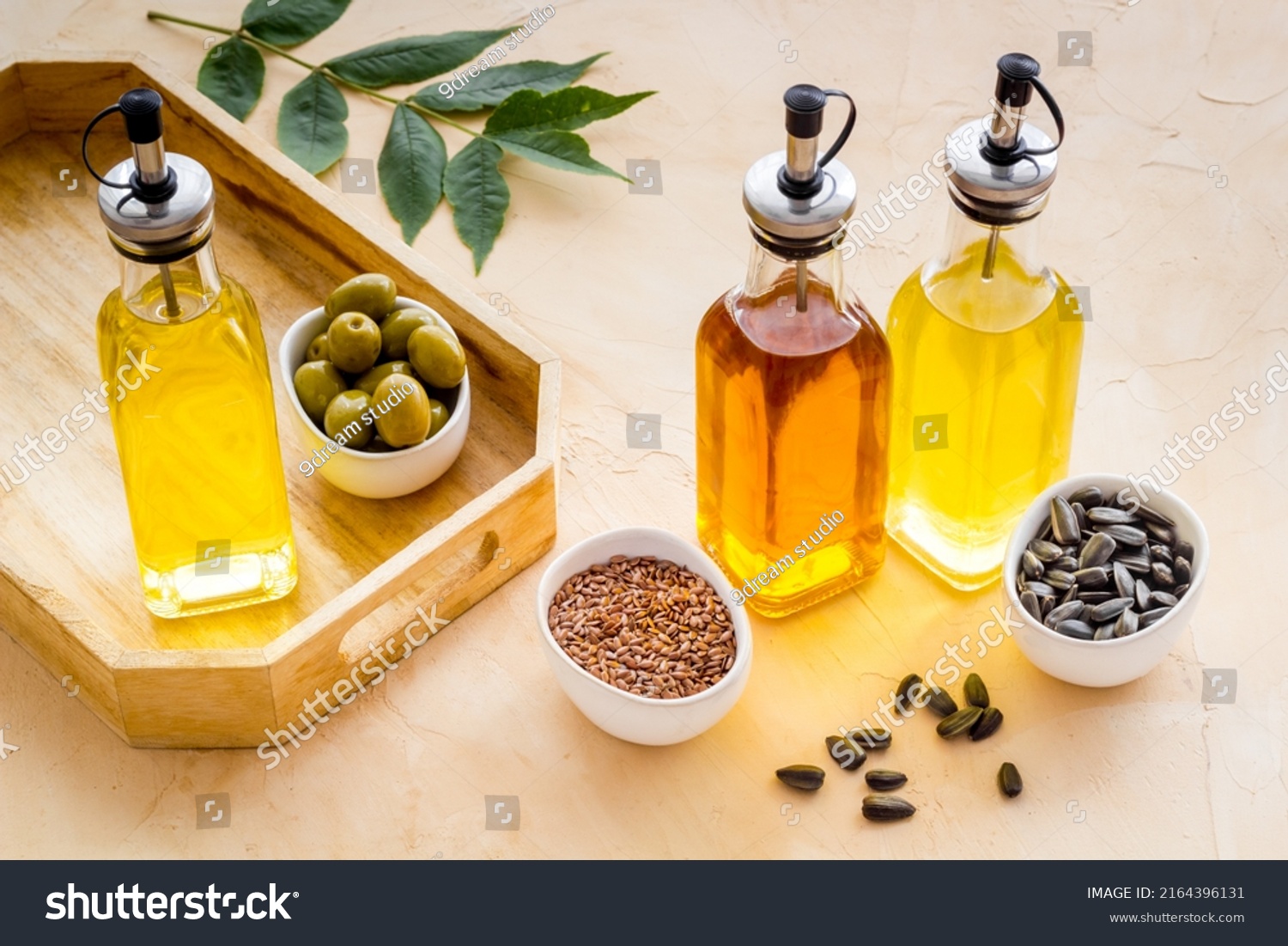 Three types of cooking oil - sunflower olive and sesame oil #2164396131