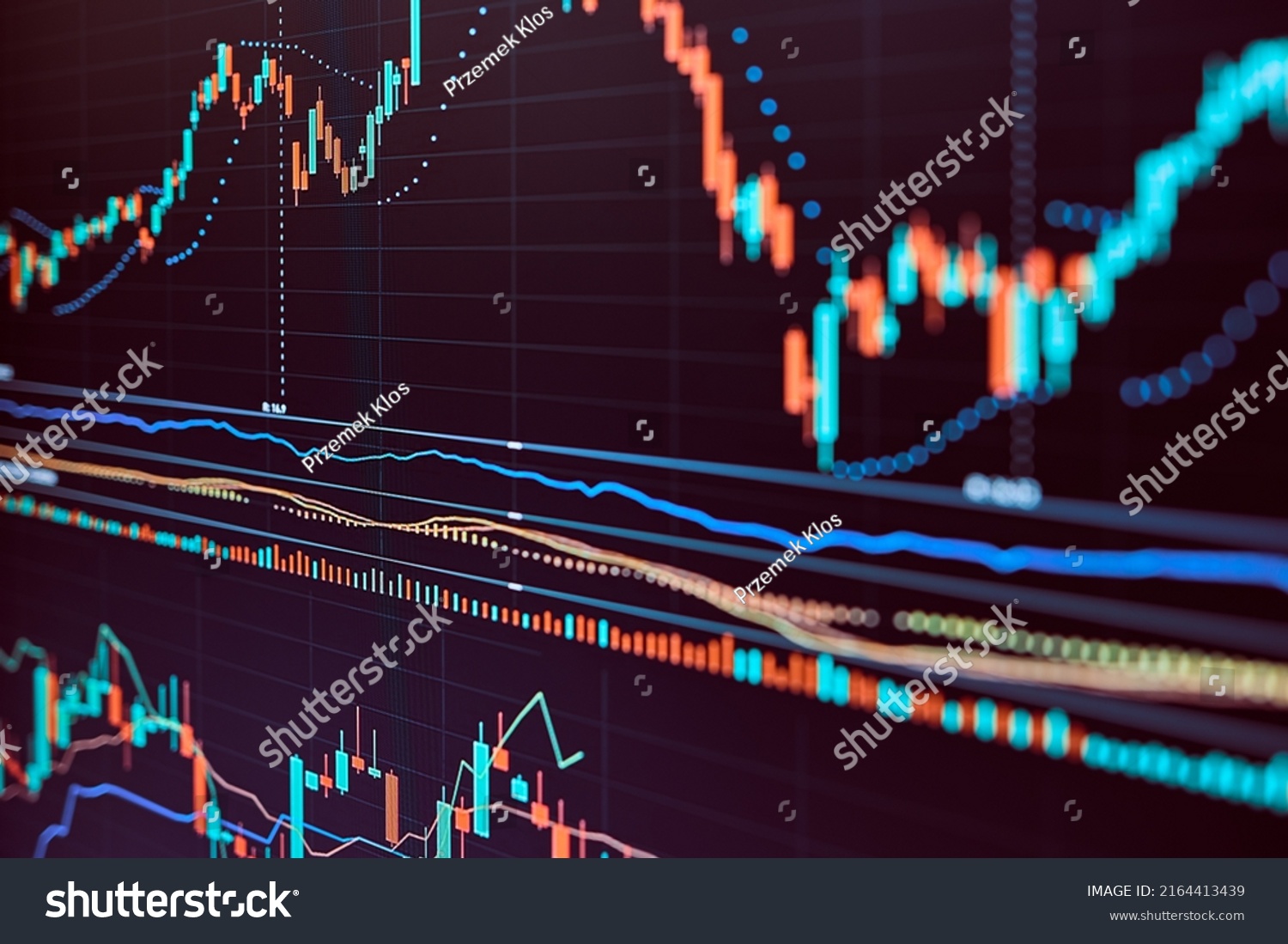Trading online. Investing stocks. Speculation on market. Candlestick chart. Forex market. Buy cryptocurrency. Earn money. Stop loss. Take profit. Market analysis. Finance business concept background #2164413439