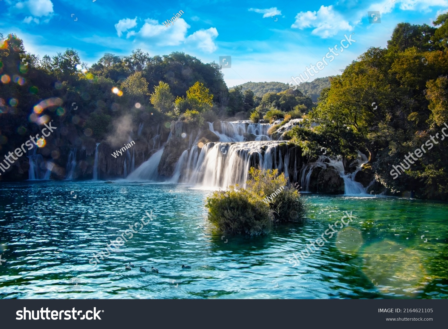 Beautiful waterfall in Krka National Park - Skradin, Dalmatia Croatia, Europe. #2164621105