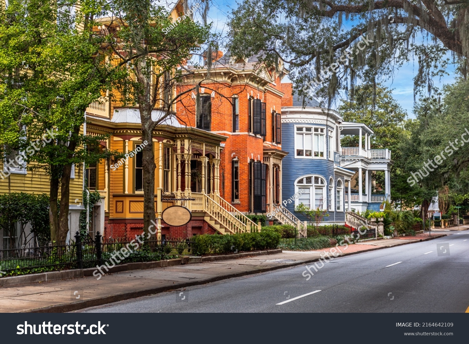 Savannah, Georgia, USA downtown historic views along Whitaker Street. #2164642109
