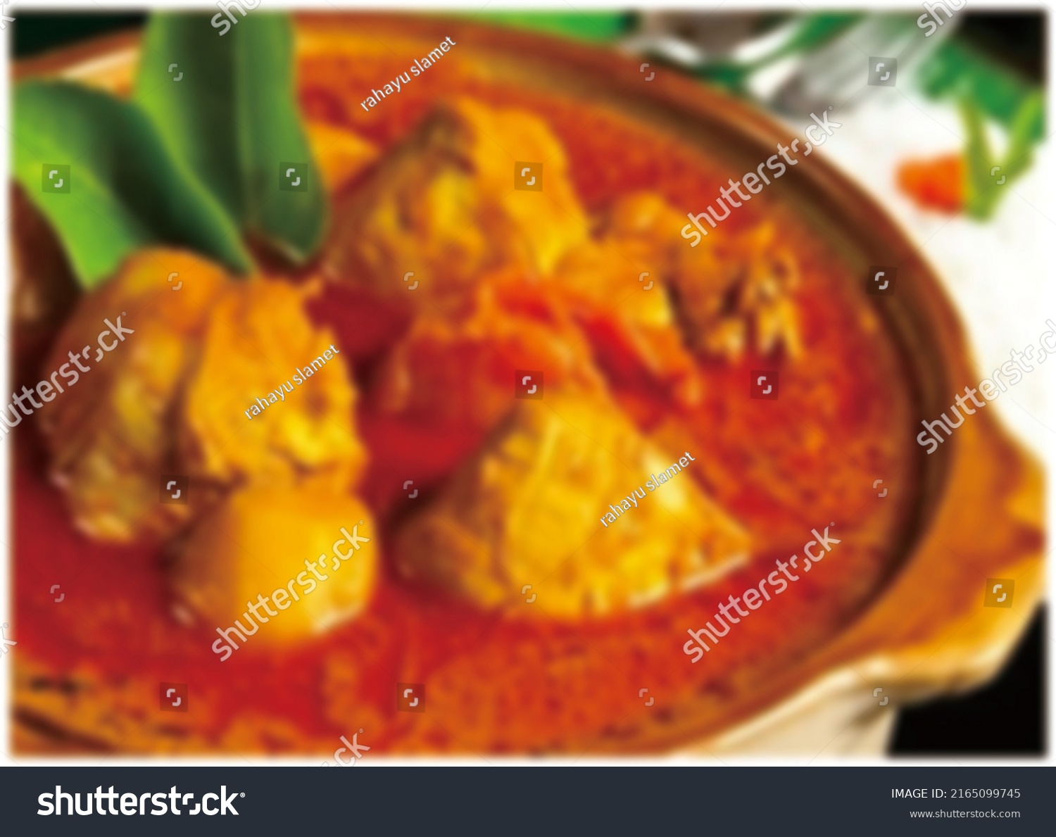 defocused abstract background of soupy food #2165099745