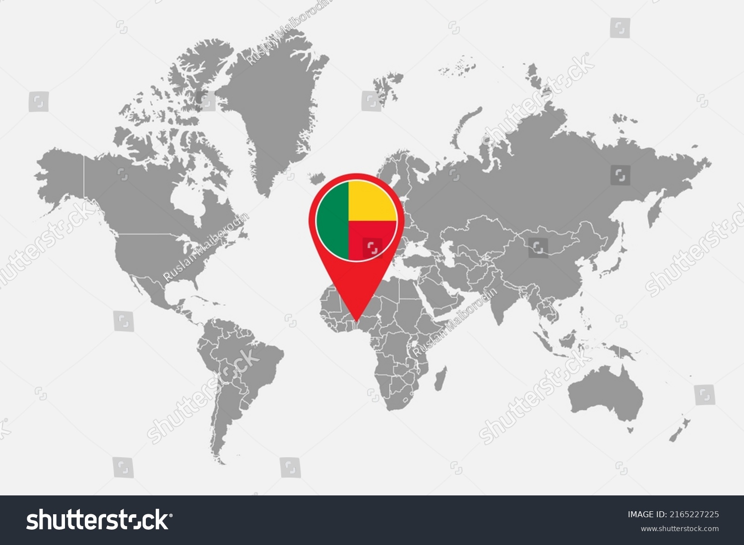 Pin Map With Benin Flag On World Map Vector Royalty Free Stock   Avopix 2165227225 