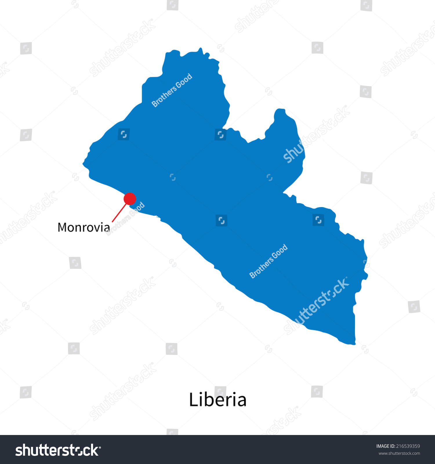 Detailed Map Of Liberia And Capital City Royalty Free Stock Photo   Avopix 216539359 