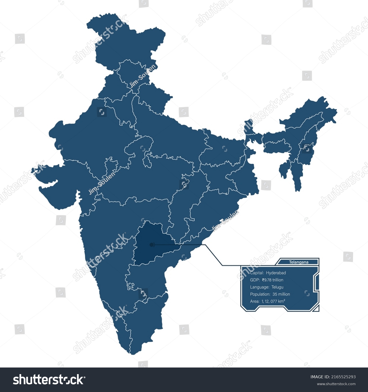 Telangana highlighted on indian map with - Royalty Free Stock Vector ...