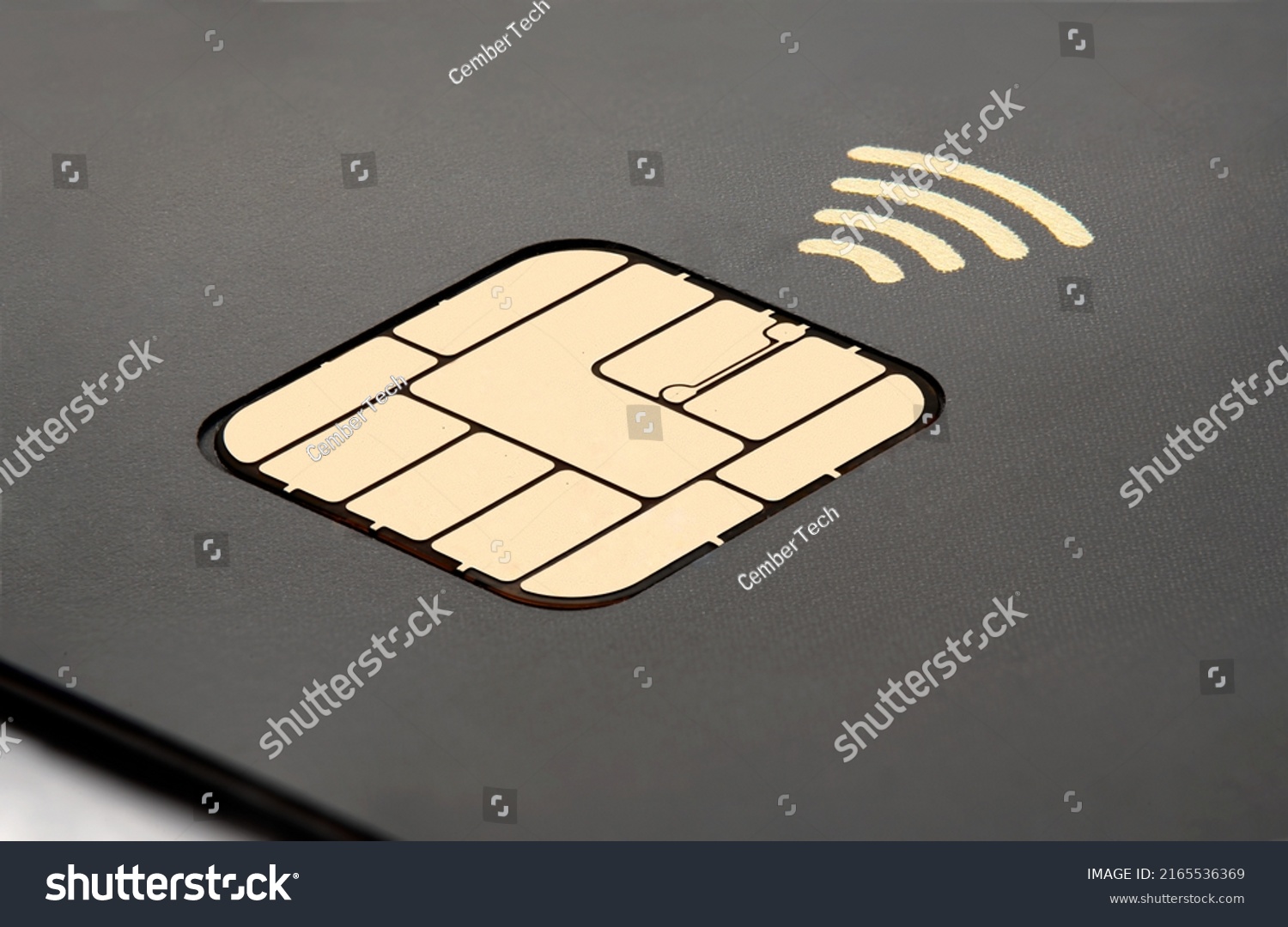 Contactless Credit Card RFID Chip and Symbol NFC payment security  Extreme Macro High Resolution #2165536369