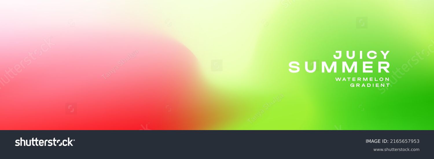 Juicy Summer watermelon color gradient background for website banner, header. Long horizontal cover or poster in red, green, yellow vibrant mesh gradient #2165657953