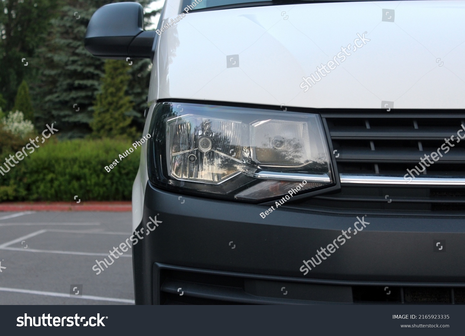 Modern Cargo Van front headlight with headlight washer. Cargo Van light. Modern Car front headlight. #2165923335