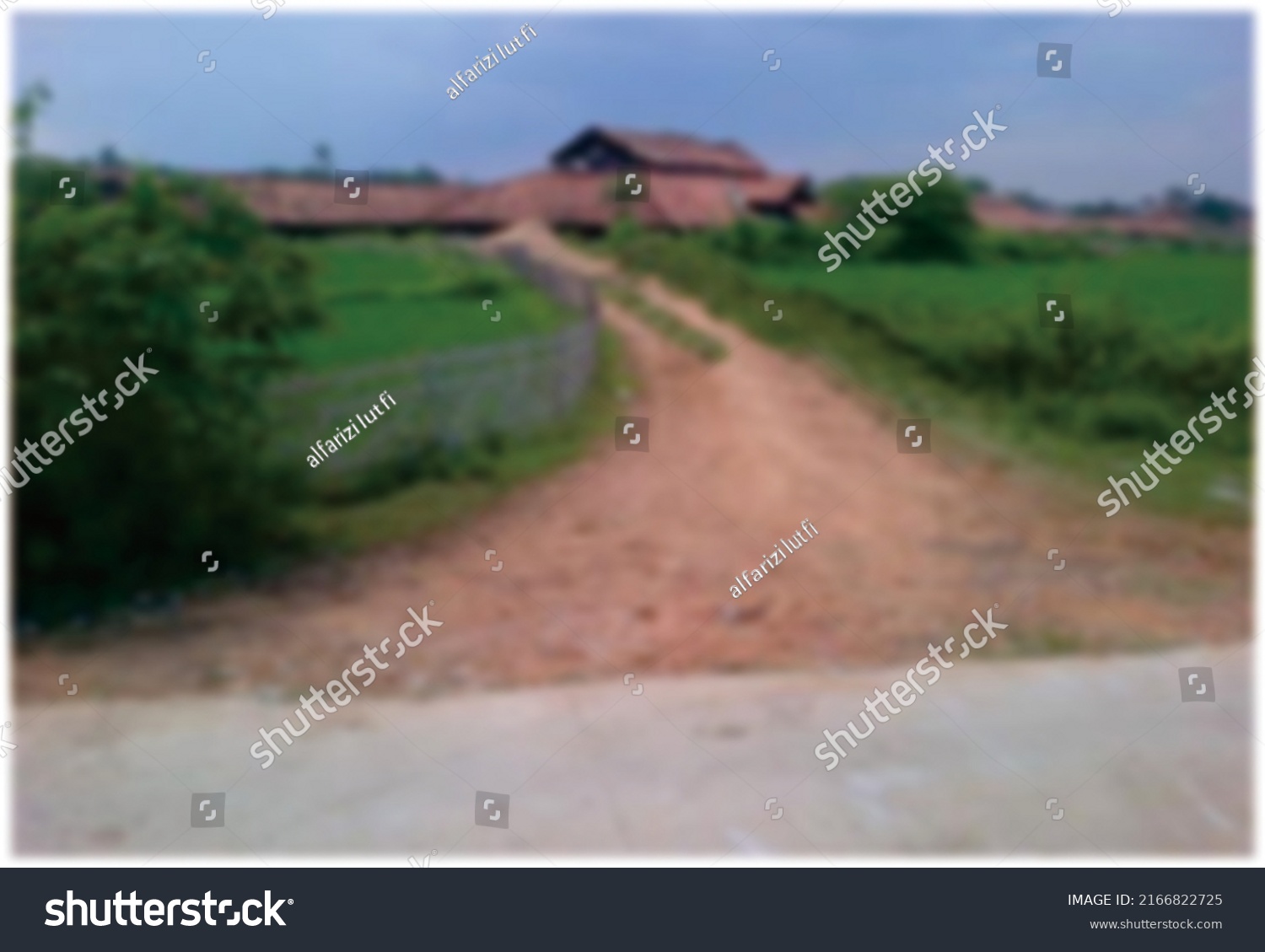 defocused abstract background of cibarusah village view #2166822725