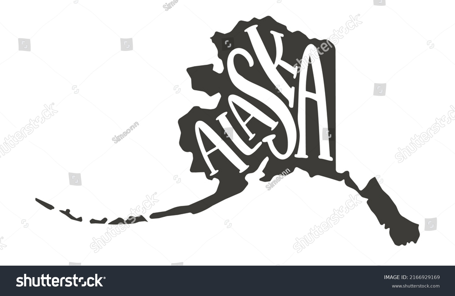 Alaska Silhouette State Alaska Map With Text Royalty Free Stock   Avopix 2166929169 