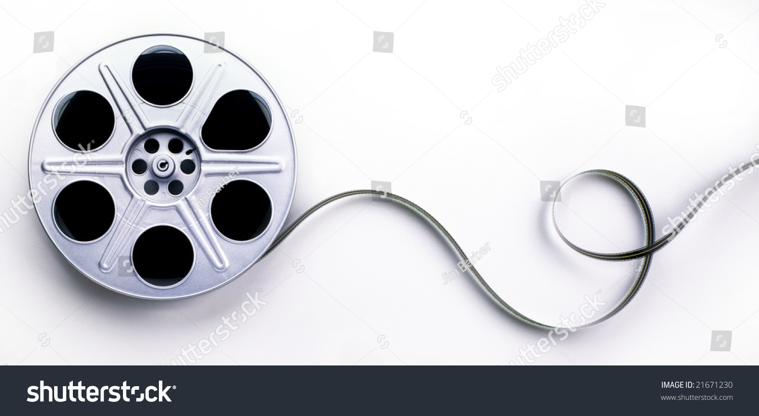 A reel of 35mm motion picture film on a white background #21671230