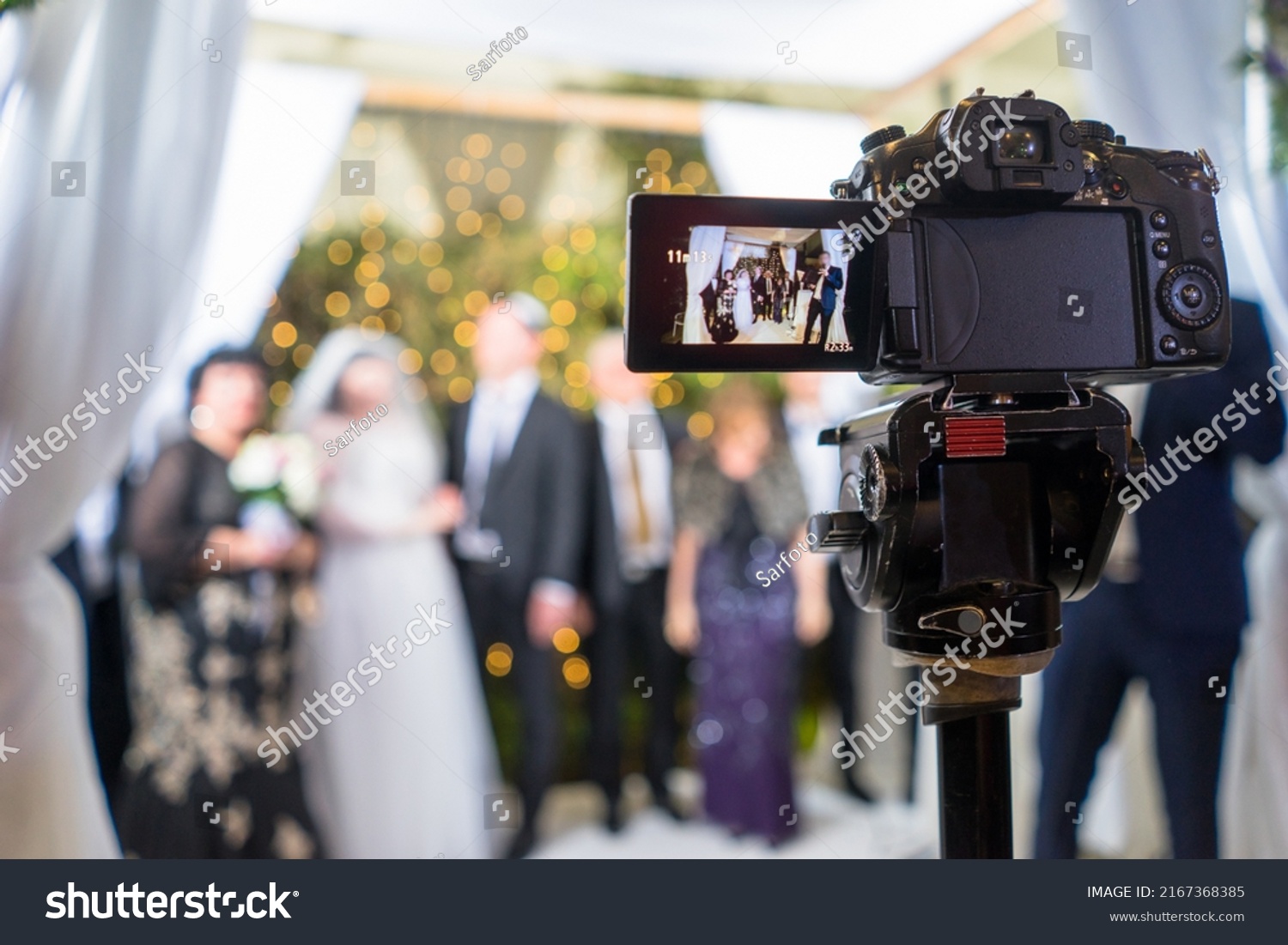 View to the camera display recording Jewish chasid wedding #2167368385