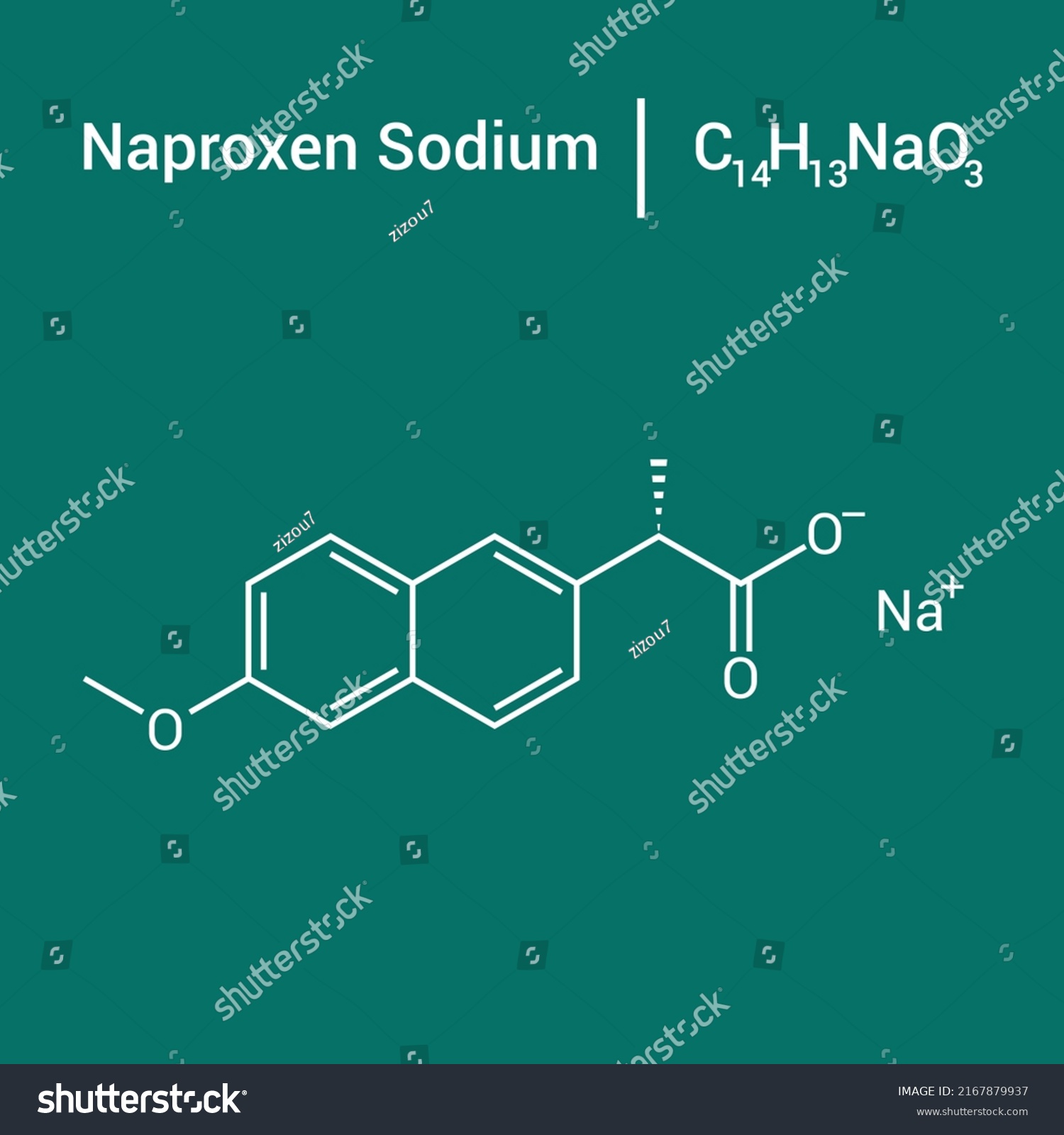 chemical structure of naproxen sodium Royalty Free Stock Vector 2167879937