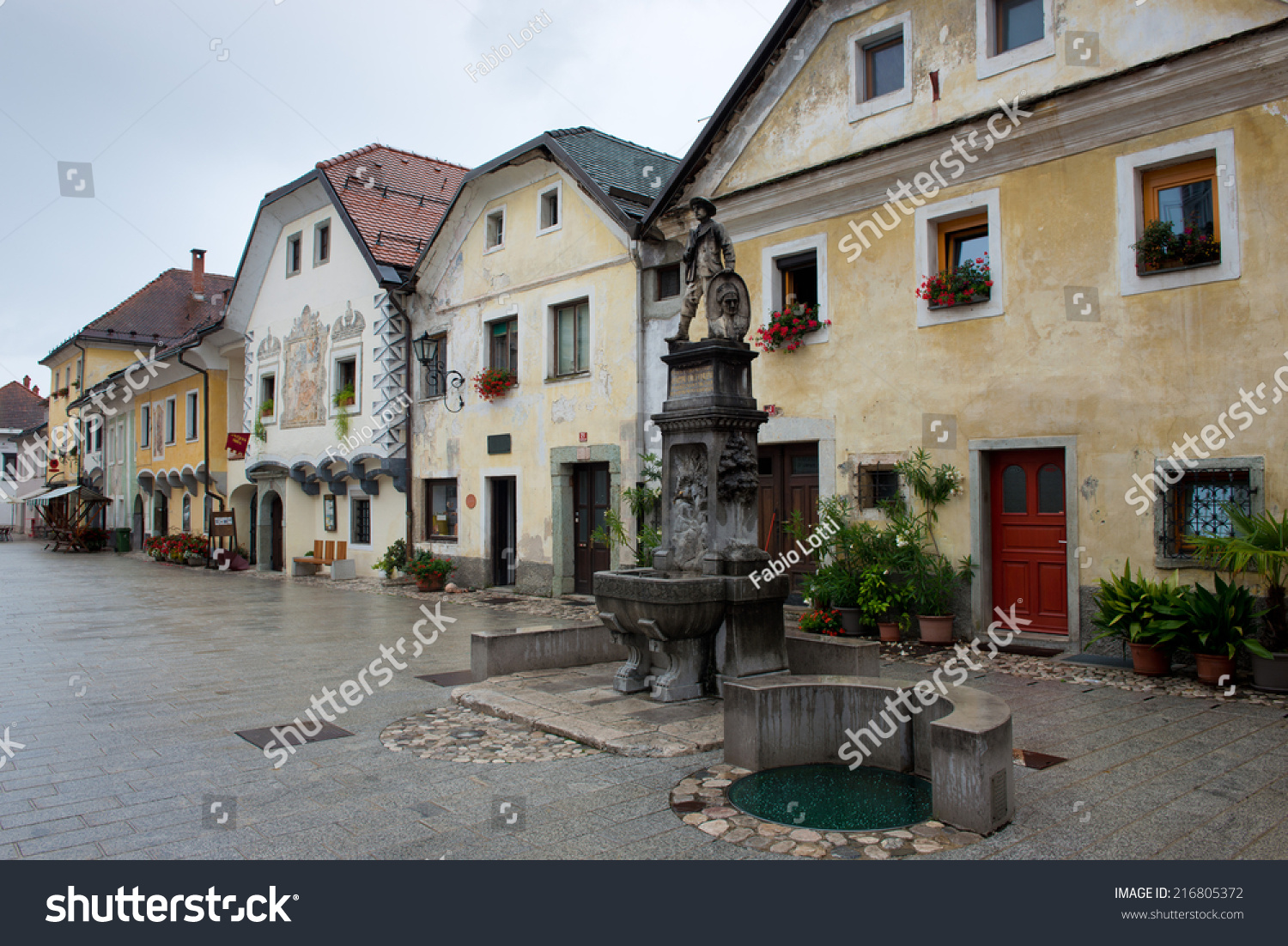 Ancient houses in the main square of Radovljica in Slovenia #216805372