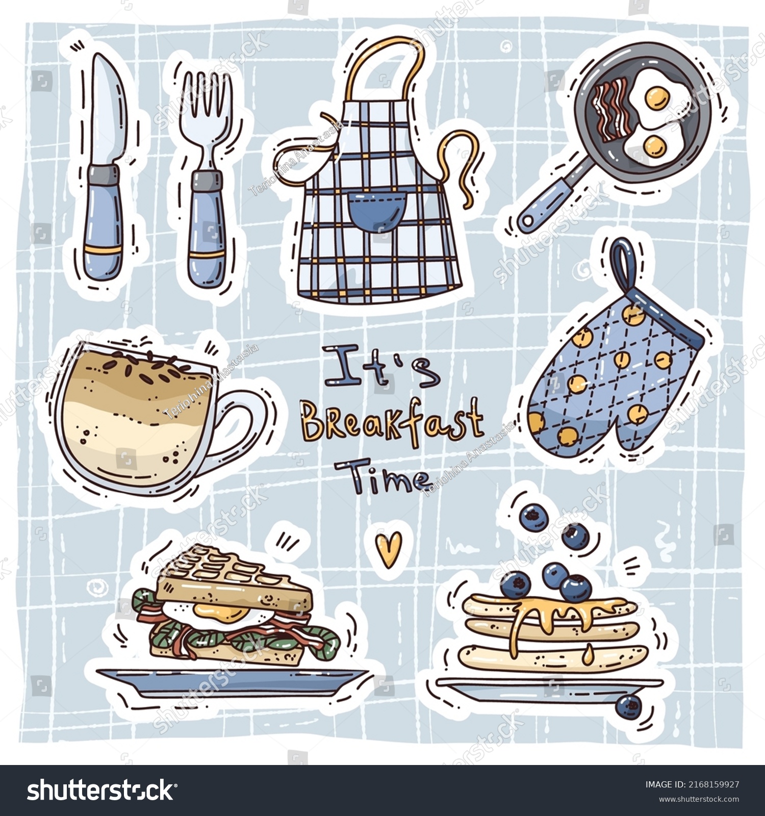 Cute Stickers. Vector Illustration With Food And - Royalty Free Stock ...