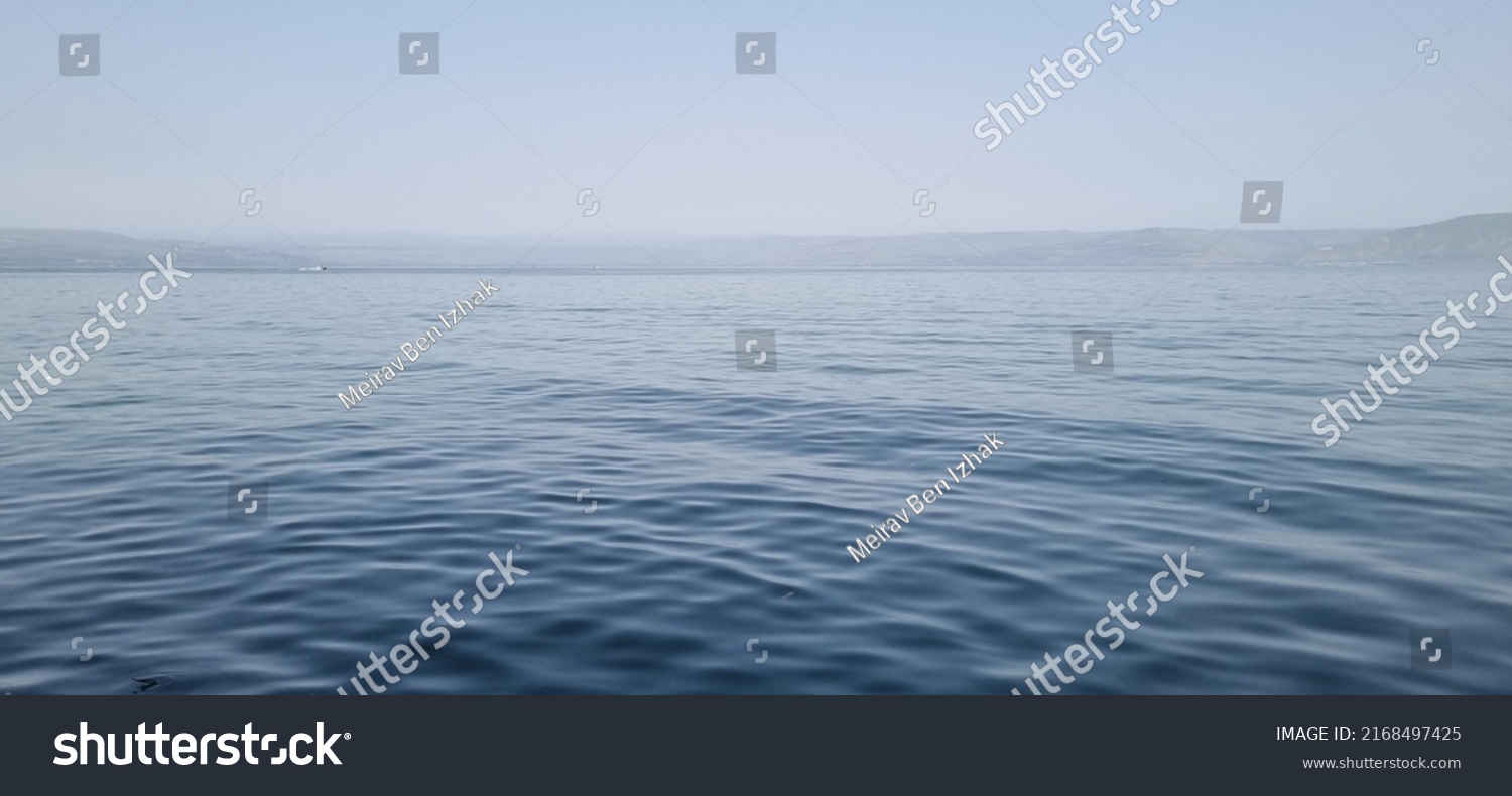 Lake and Mountains, Tranquil view of sea of galilee, Kinneret, Israel #2168497425