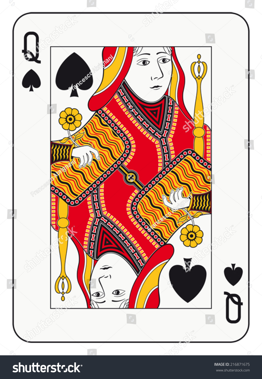 Queen of spades playing card - Royalty Free Stock Vector 216871675 ...