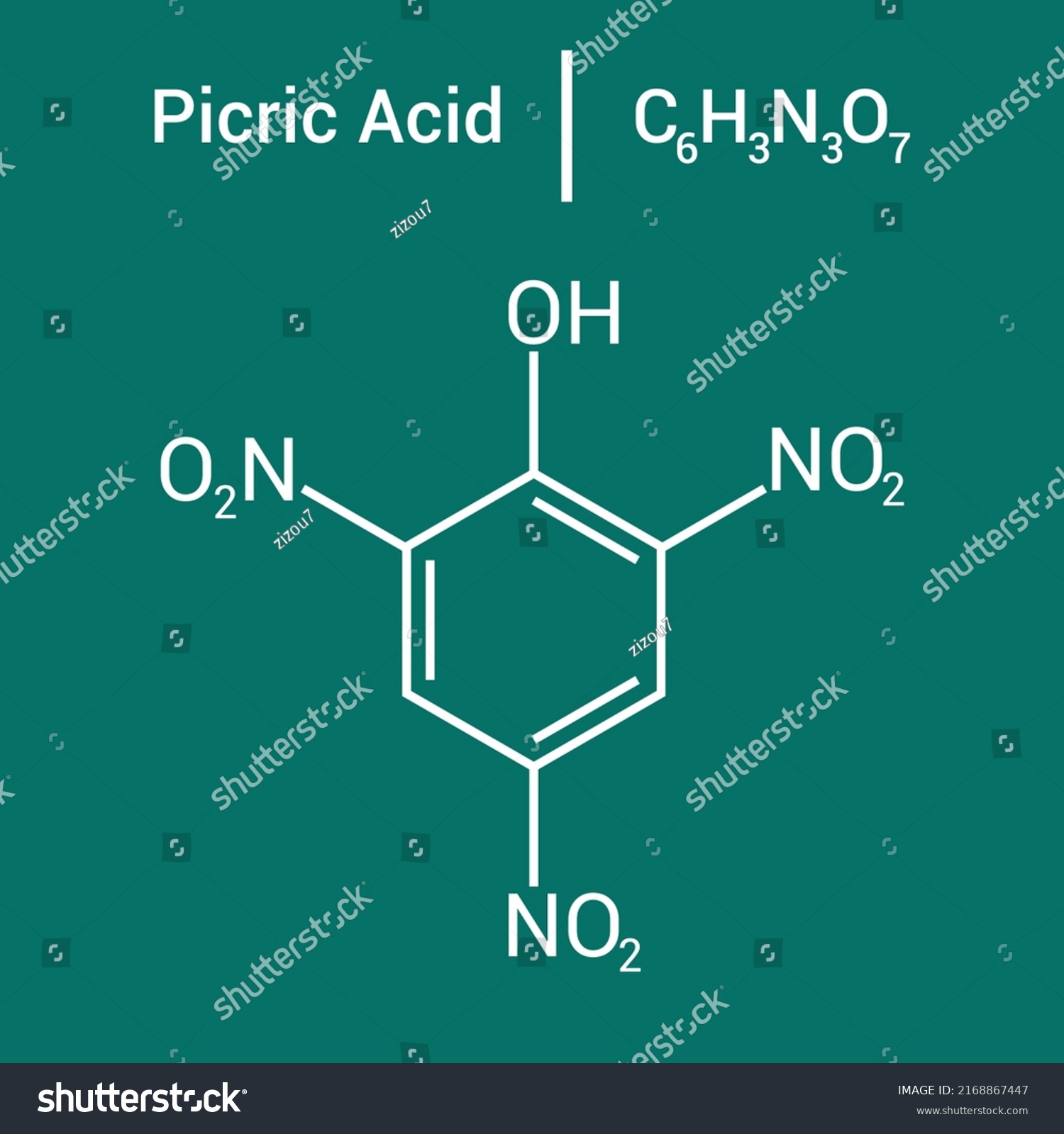 chemical structure of Picric acid (C6H3N3O7) - Royalty Free Stock ...