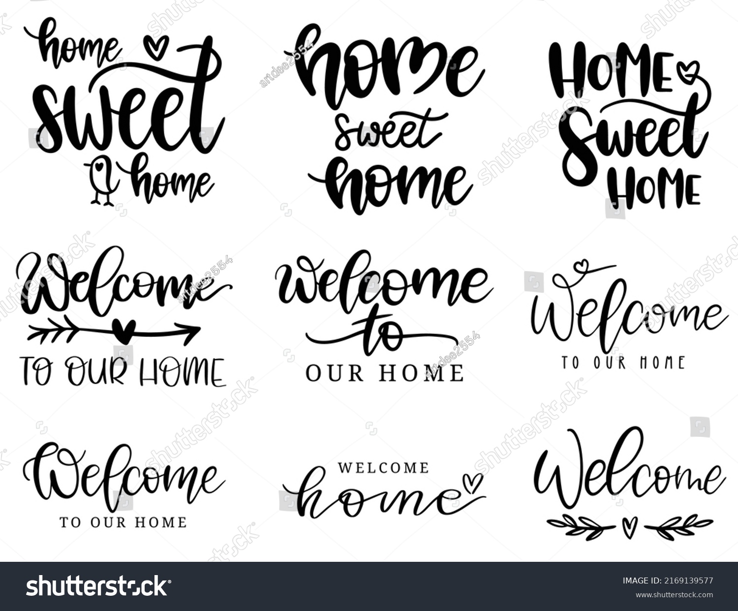 Handwritten Lettering Of Welcome ,flower,border - Royalty Free Stock ...