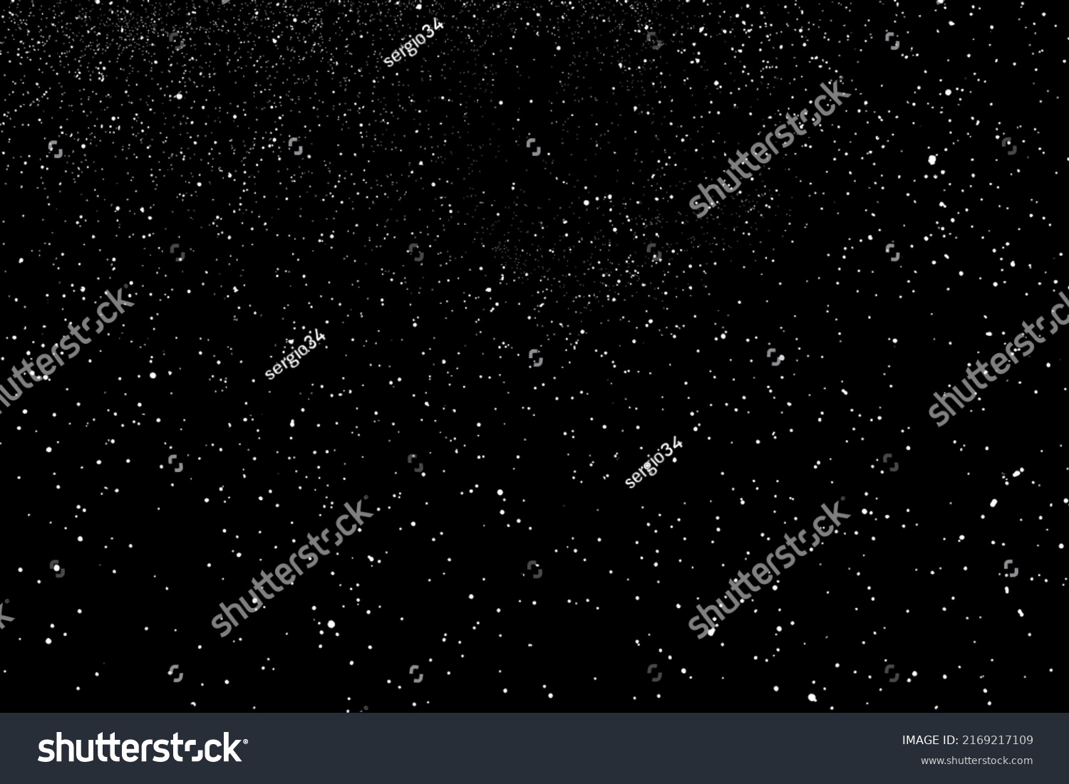 Distressed white grainy texture. Dust overlay textured. Grain noise particles. Snow effects pack. Rusted black background. Vector illustration, EPS 10.   #2169217109