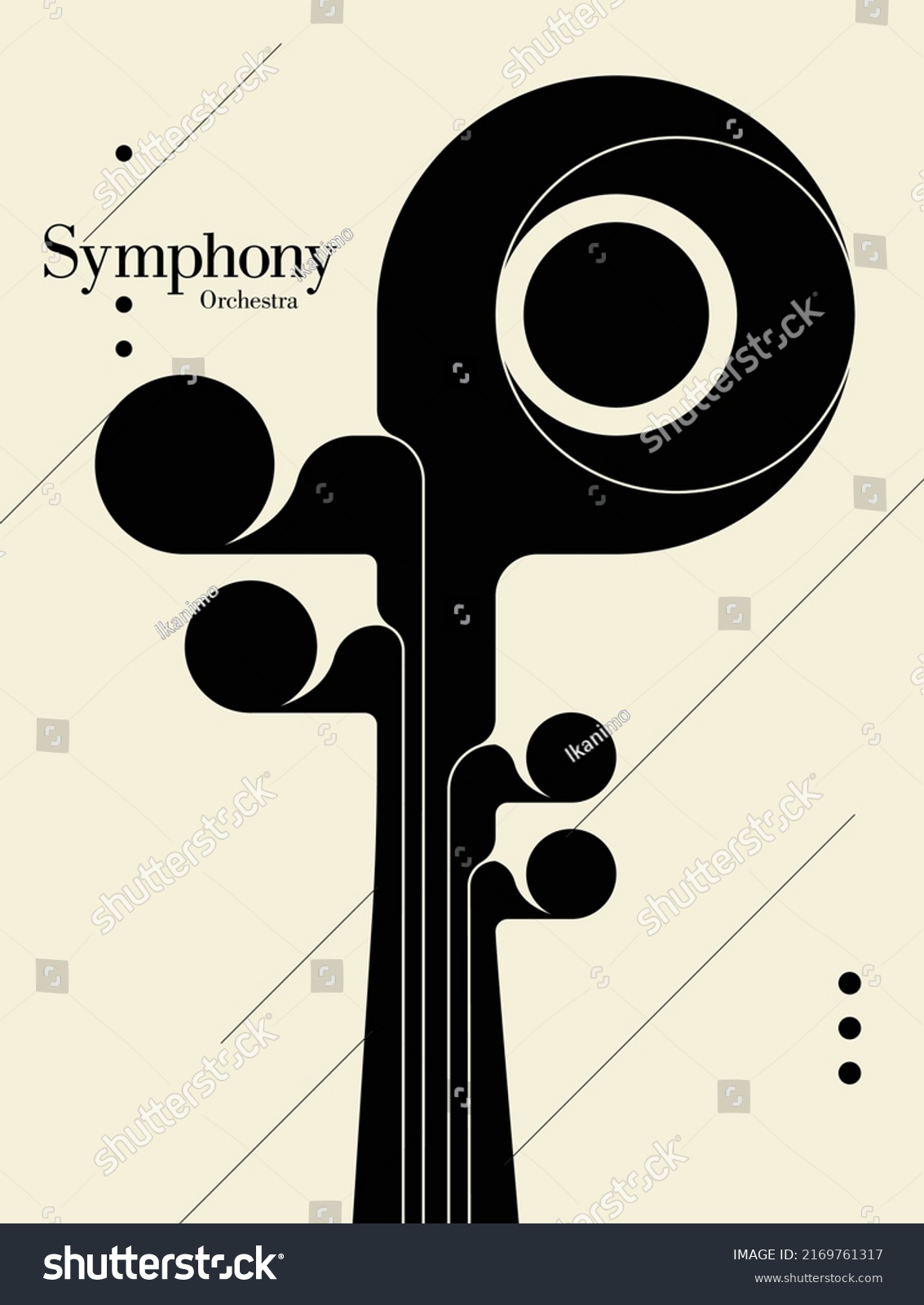 Cello. Modern symphony orchestra poster, banner template. Minimalist graphic design. Vector Illustration. #2169761317