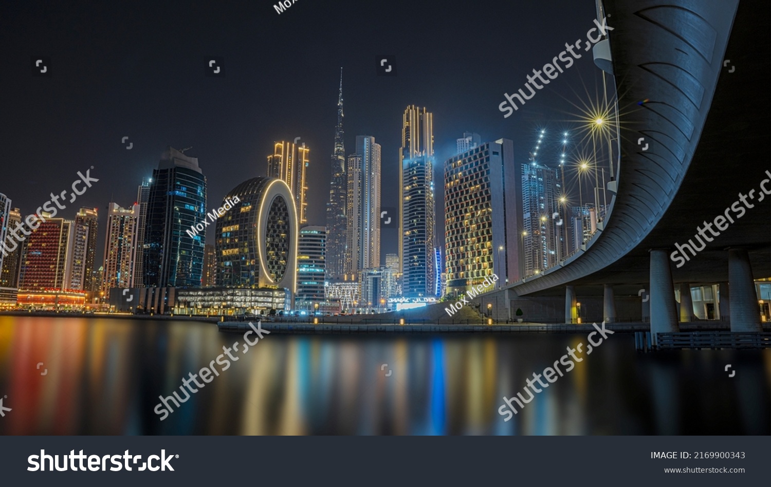 skyscrapers Dubai skyline at night, Business Bay district in central dubai, United Arab Emirates #2169900343