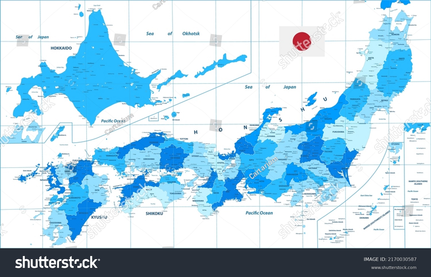 Detailed Political Map of Japan. Cities and - Royalty Free Stock Vector ...