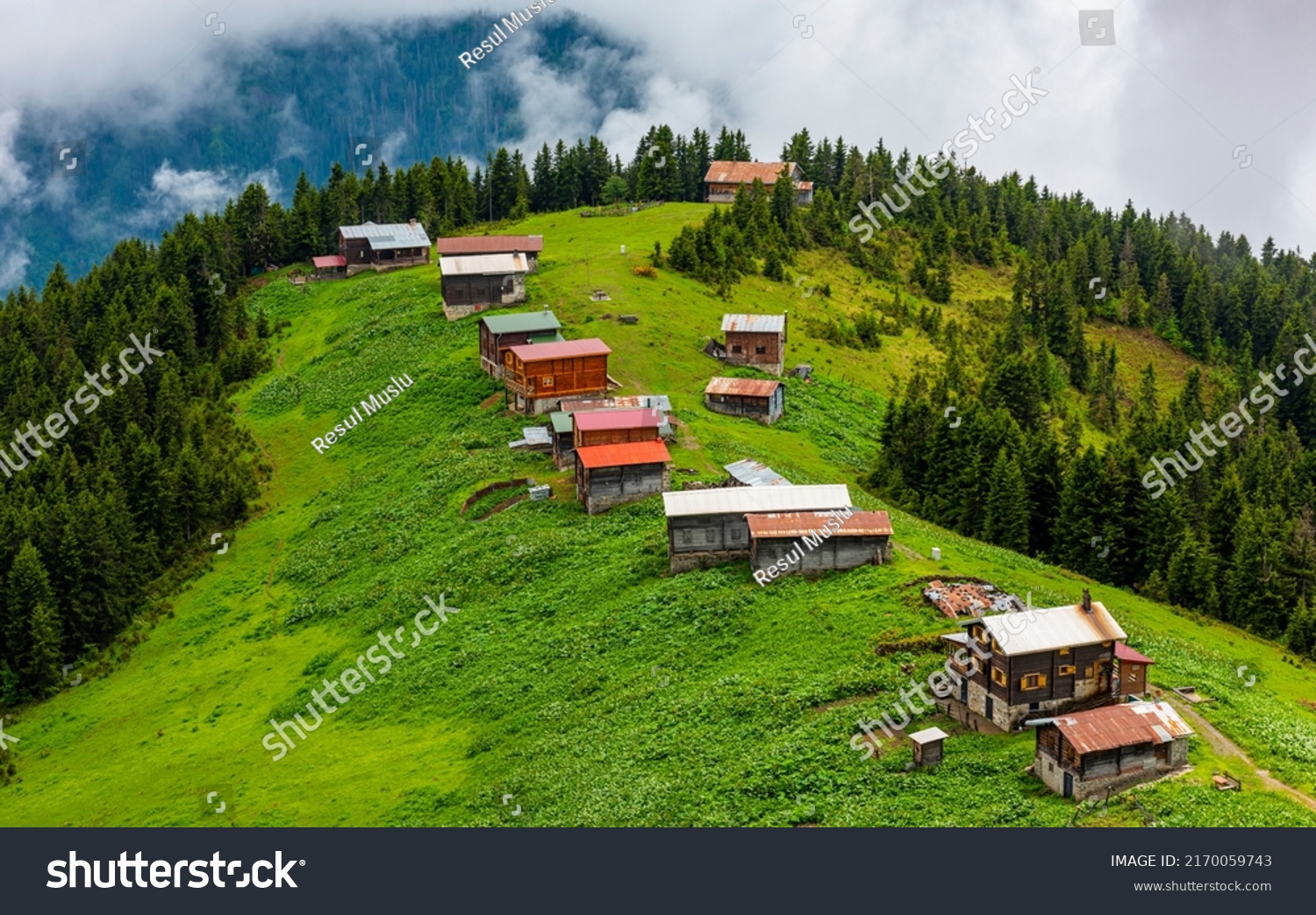 POKUT PLATEAU view with Kackar Mountains. This plateau located in Camlihemsin district of Rize province. Kackar Mountains region. Rize, Turkey. #2170059743